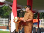 Apel sekaligus halal bihalal ASN dan PPPK Pemkab Nganjuk pascalibur panjang lebaran di stadion Anjuk Ladang.(ist)